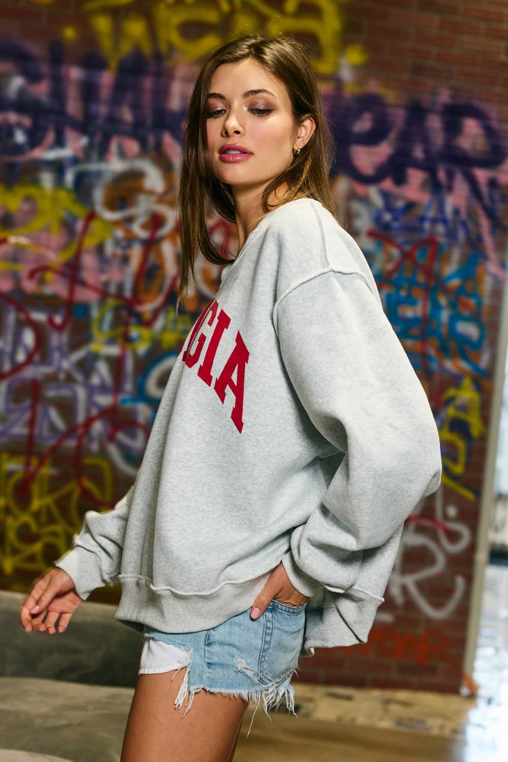 Georgia Split-Neck Terry Sweatshirt