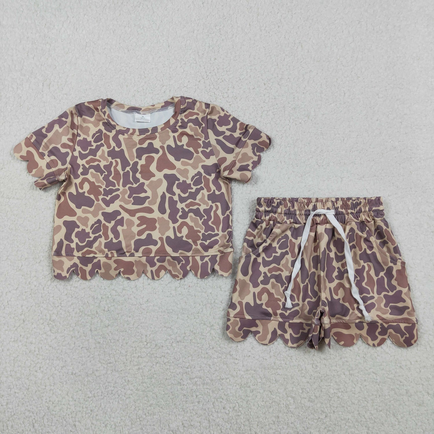 Baby Girls Camo Scallop Shirt Shorts Set