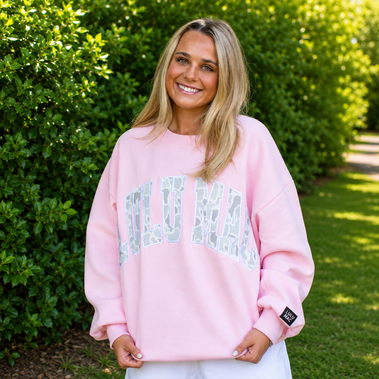 Pink Camo Lulu Mac Crewneck