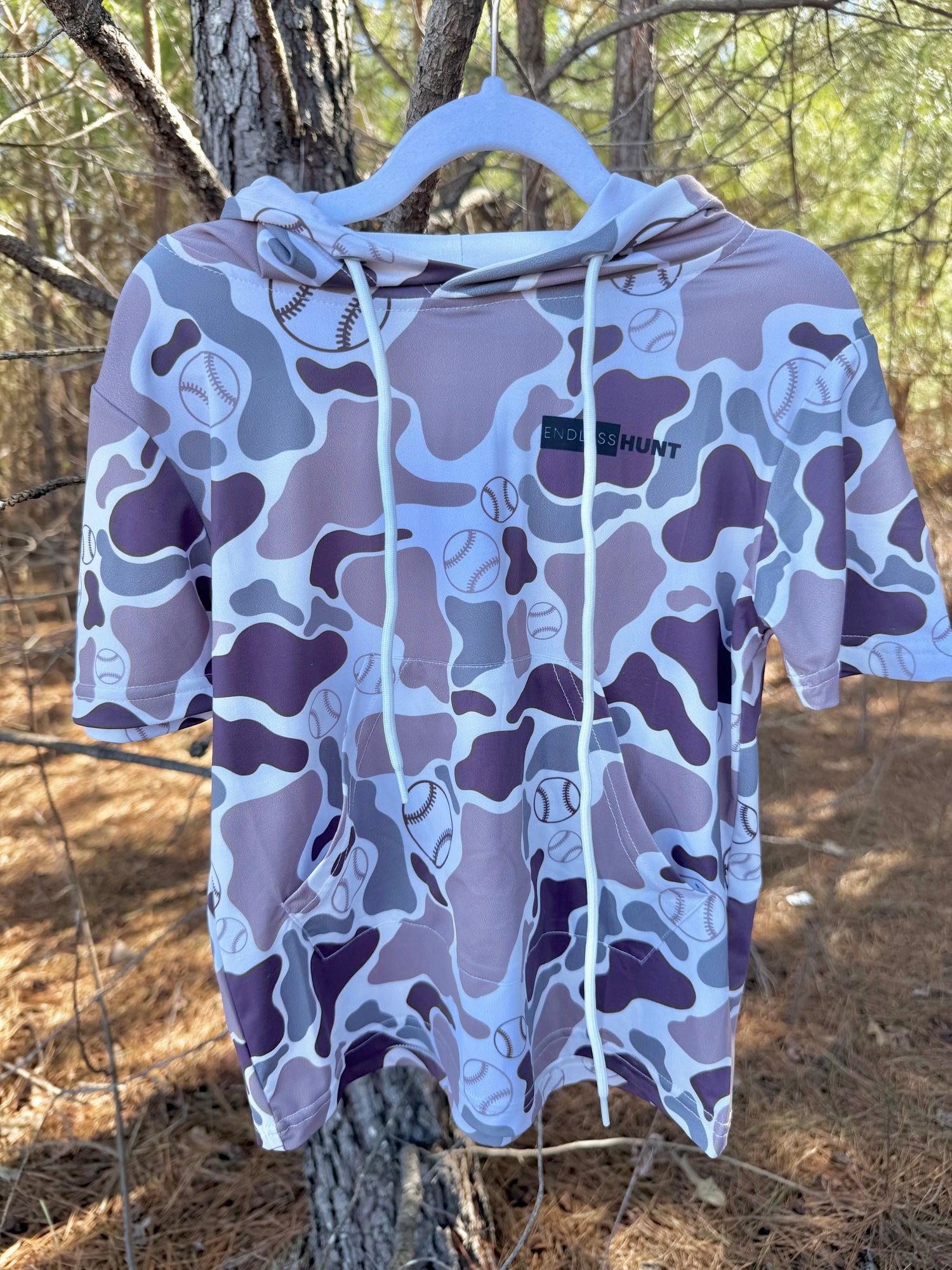 Adult Bases Loaded Camo Hooded Tee