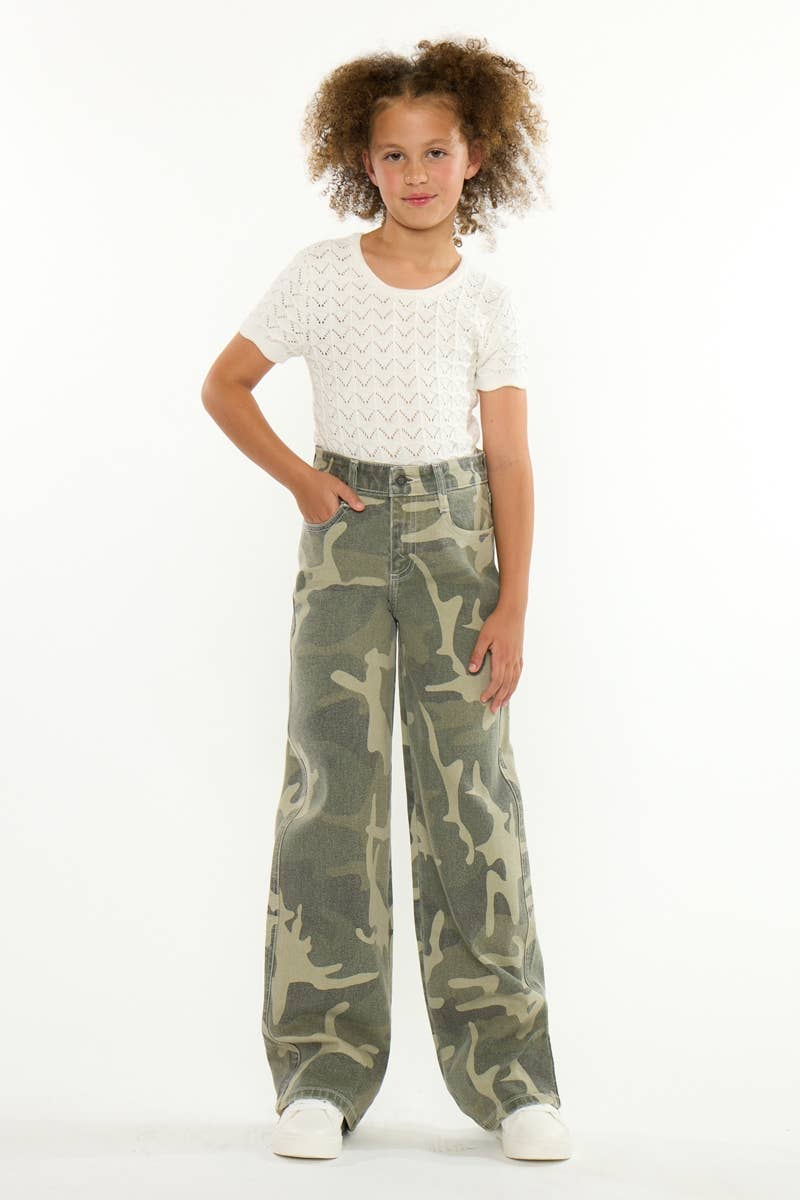Youth High Rise Camo Wide Leg