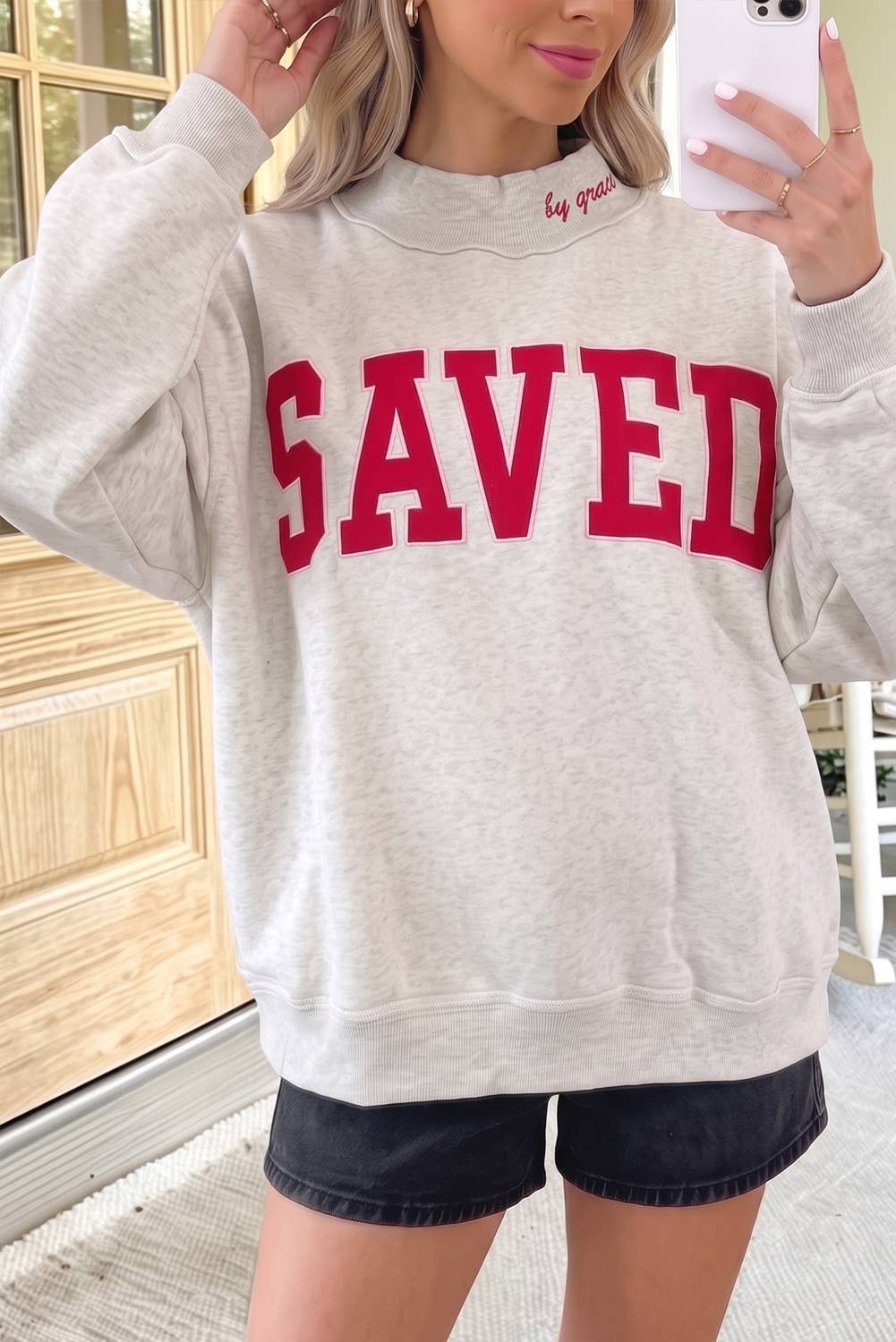 Saved By Grace Mock Neck Sweatshirt