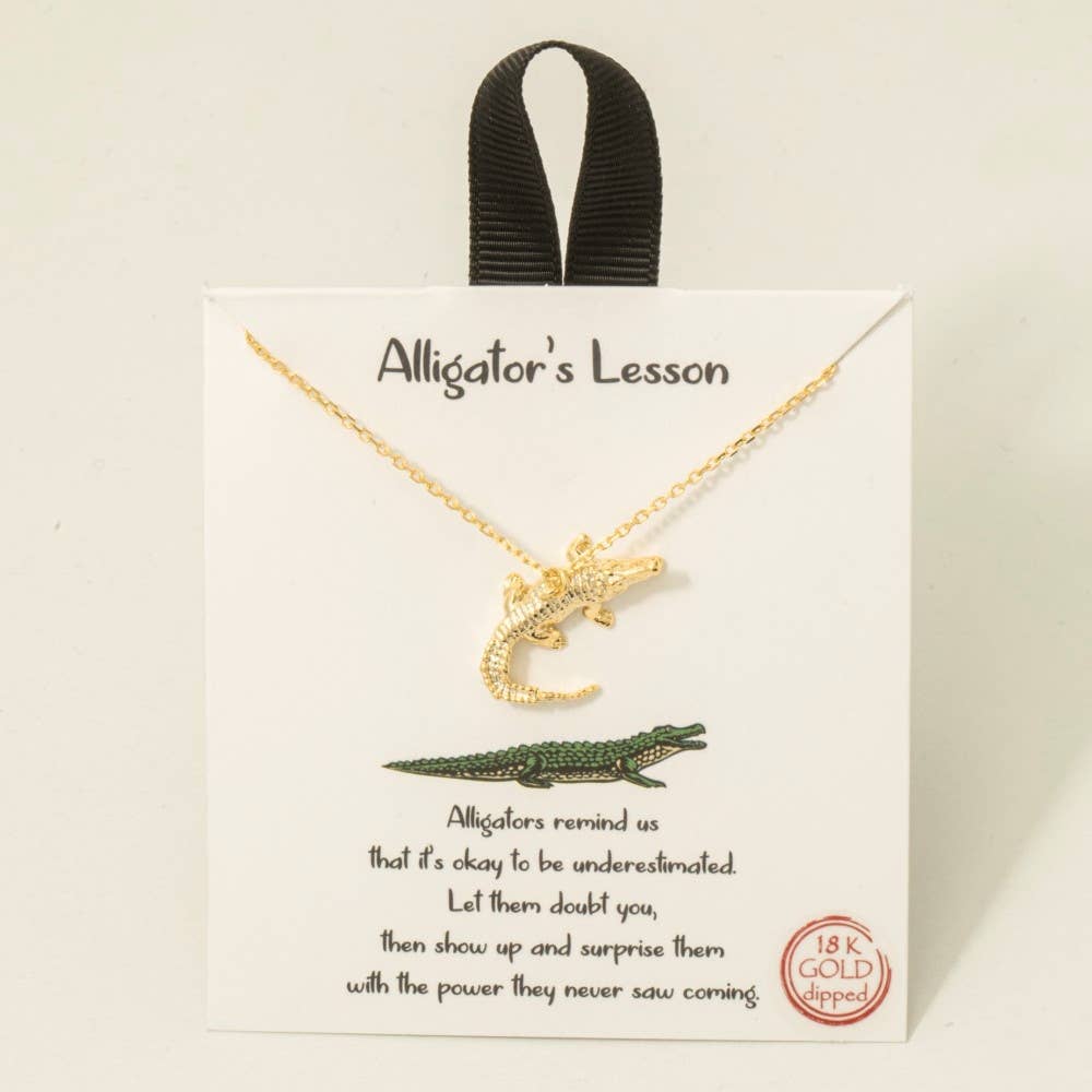 Gold Dipped Alligator Pendant Necklace
