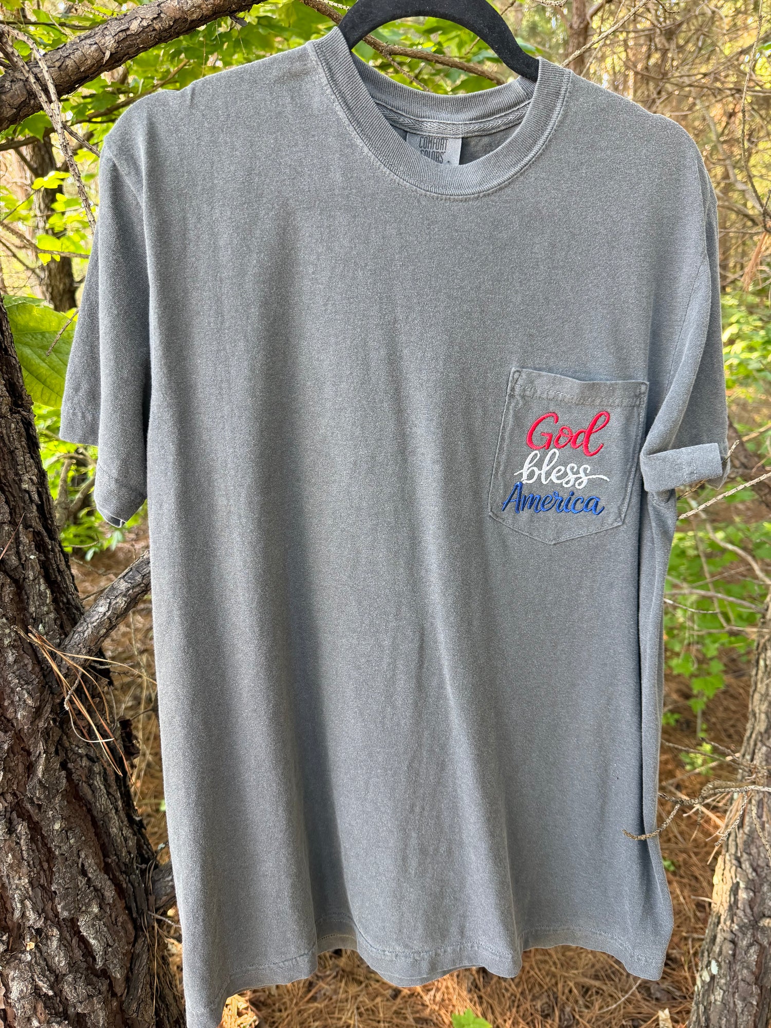 God Bless America Emrboidered Tee