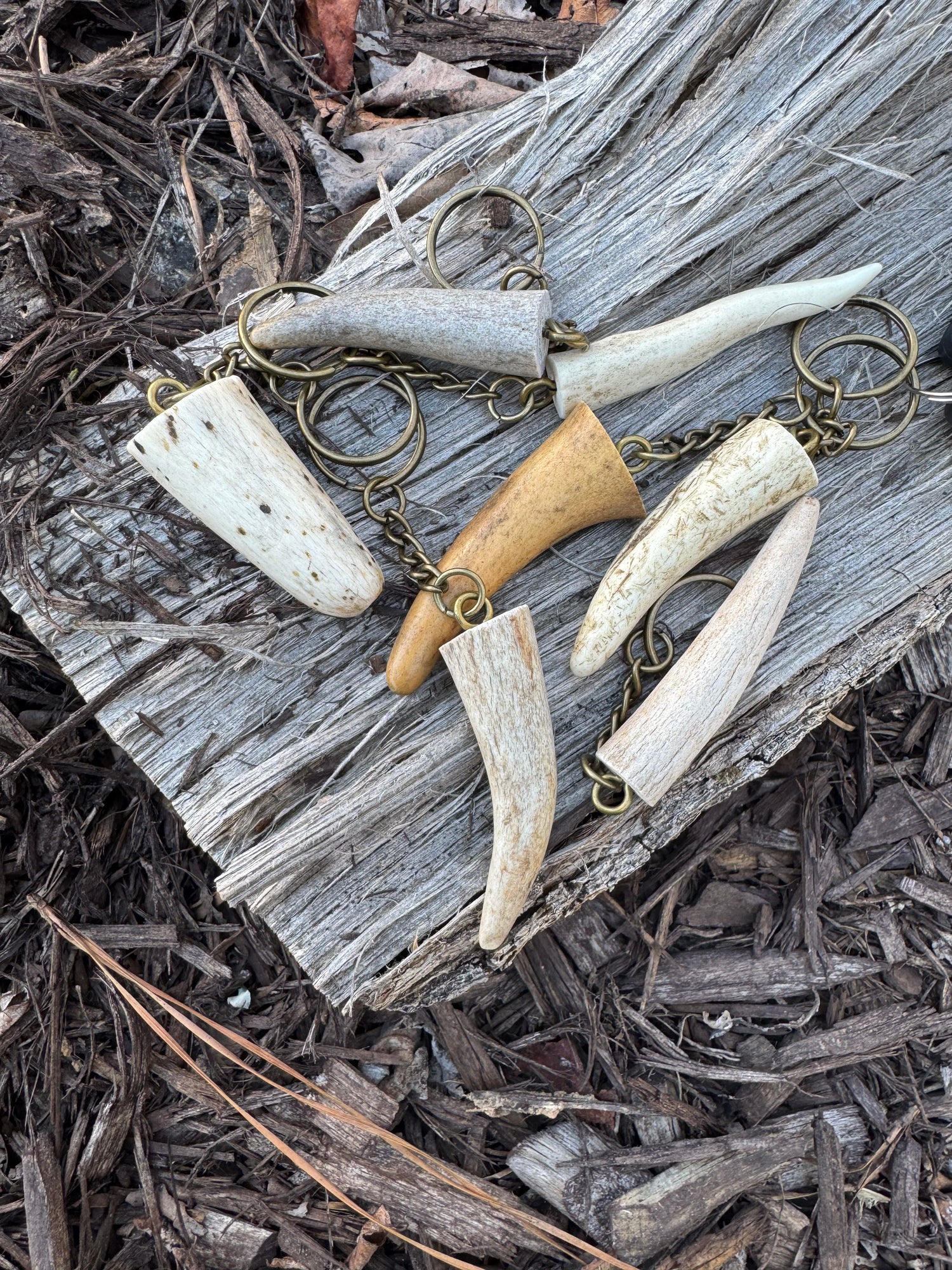 Deer Antler Tine Keychain Keyring