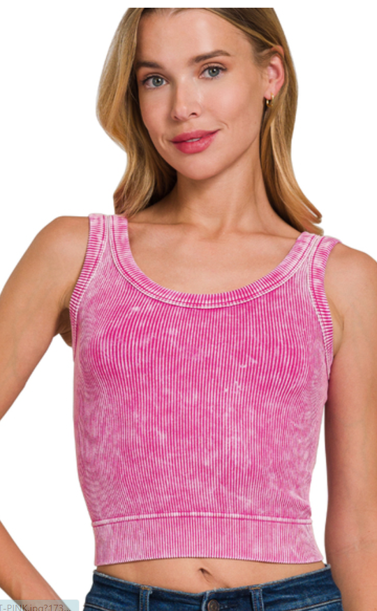Washed Ribbed Crop Tank