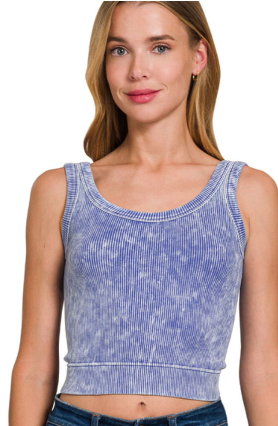 Washed Ribbed Crop Tank