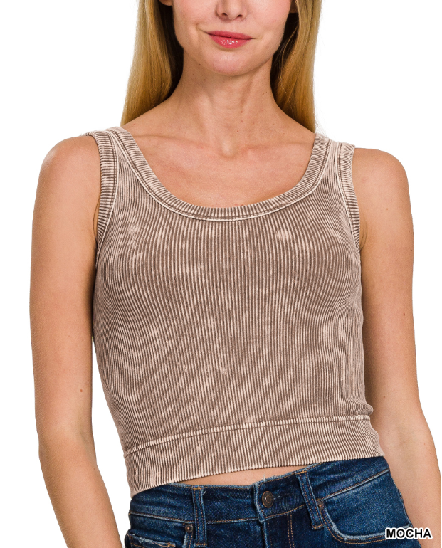 Washed Ribbed Crop Tank