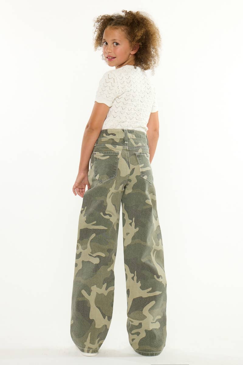 Youth High Rise Camo Wide Leg