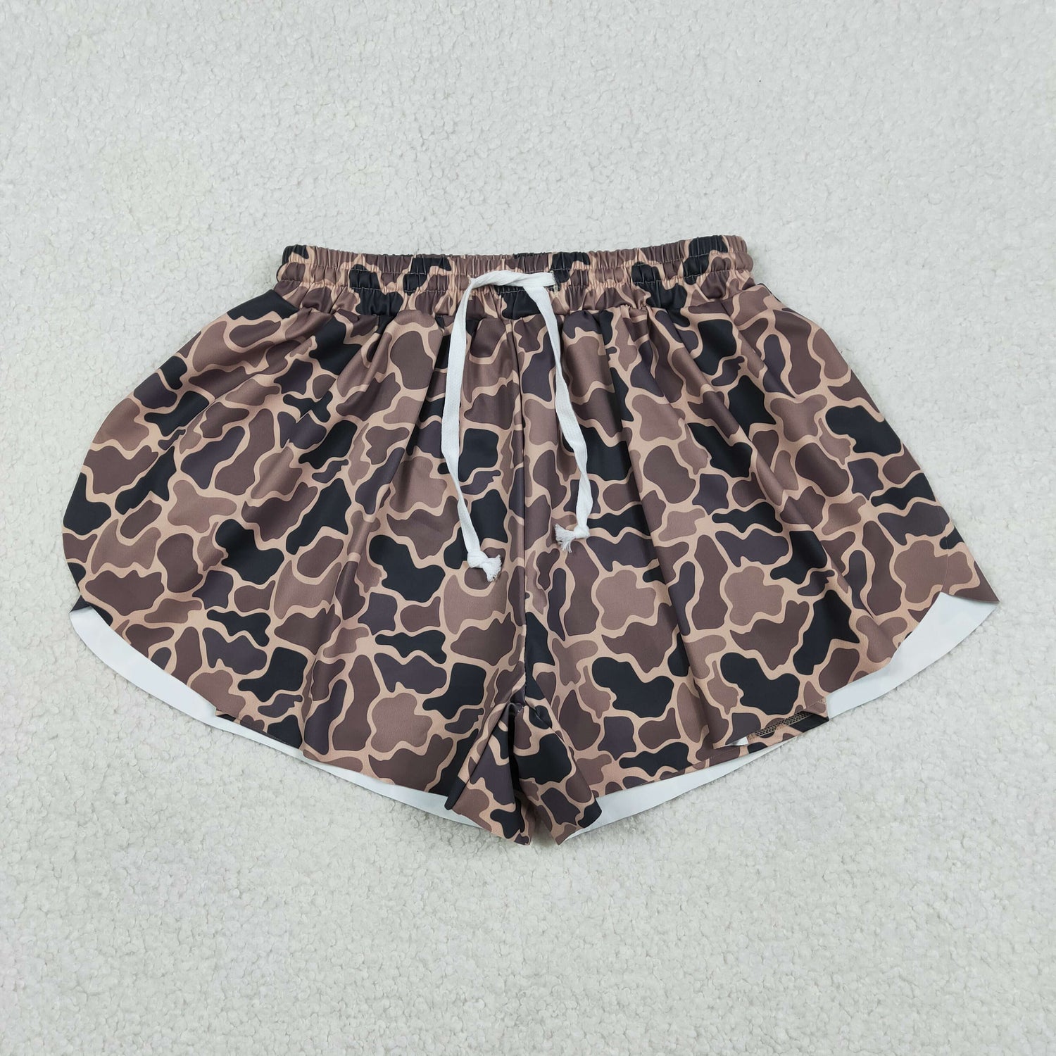Women's Retro Camo Ruffle Shorts