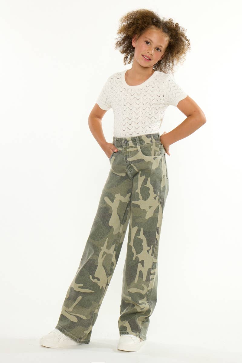 Youth High Rise Camo Wide Leg