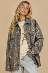 Denim Collar Camo Shacket