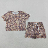 Baby Girls Camo Scallop Shirt Shorts Set