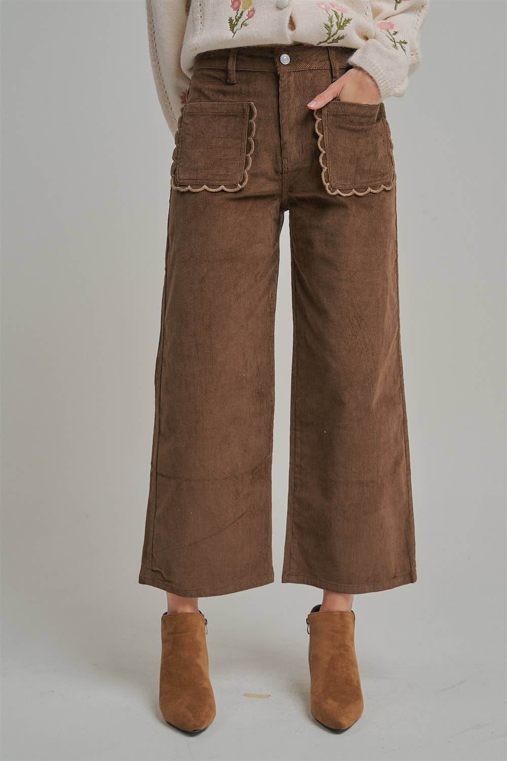 CORDUROY WIDE LEG PANTS