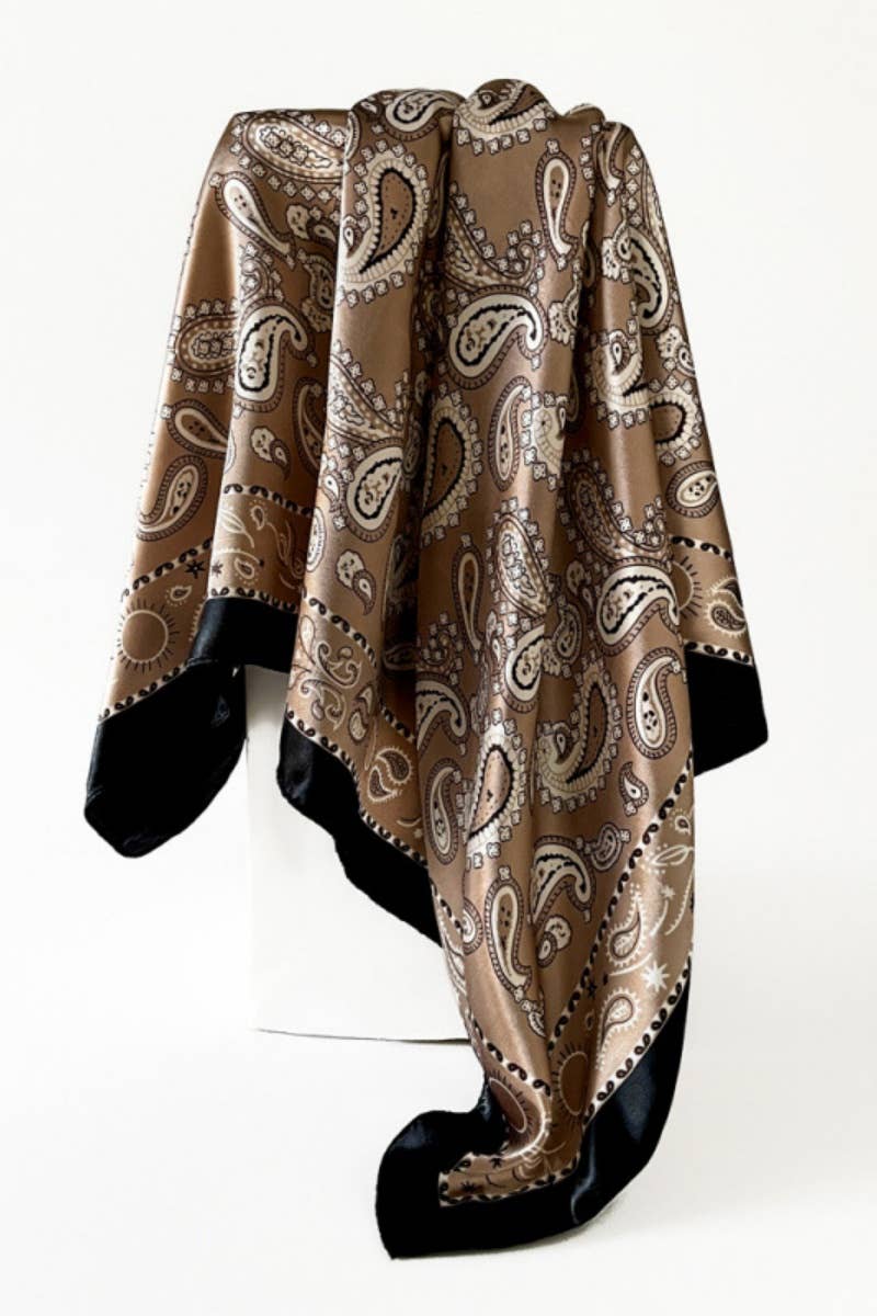 Vintage Paisley Satin Square Scarf Multi-use Neck Bandana
