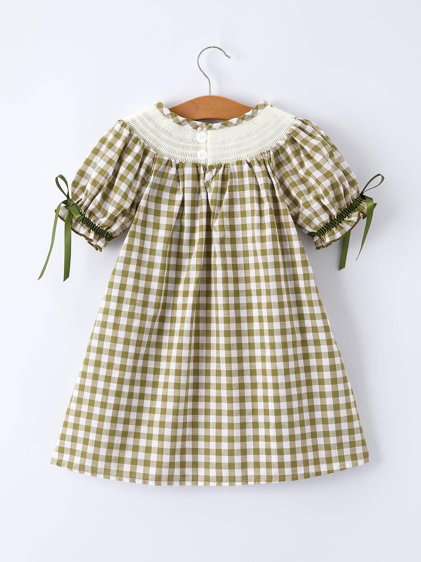 Green Fish Embroidered Smocked Dress