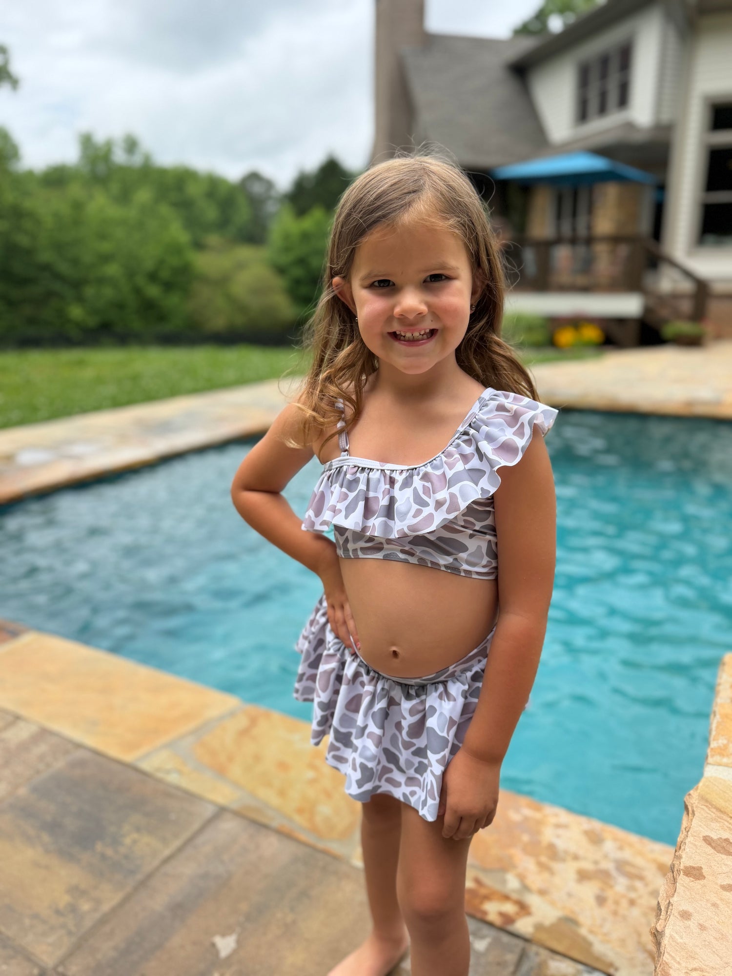 Camo Two Piece Ruffle Swimsuit