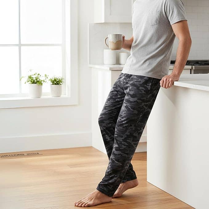 Mens Pajama Pants - Black Camo