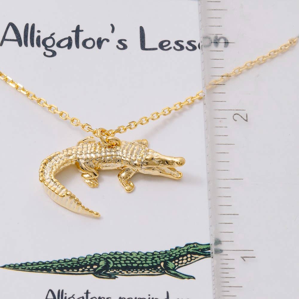 Gold Dipped Alligator Pendant Necklace