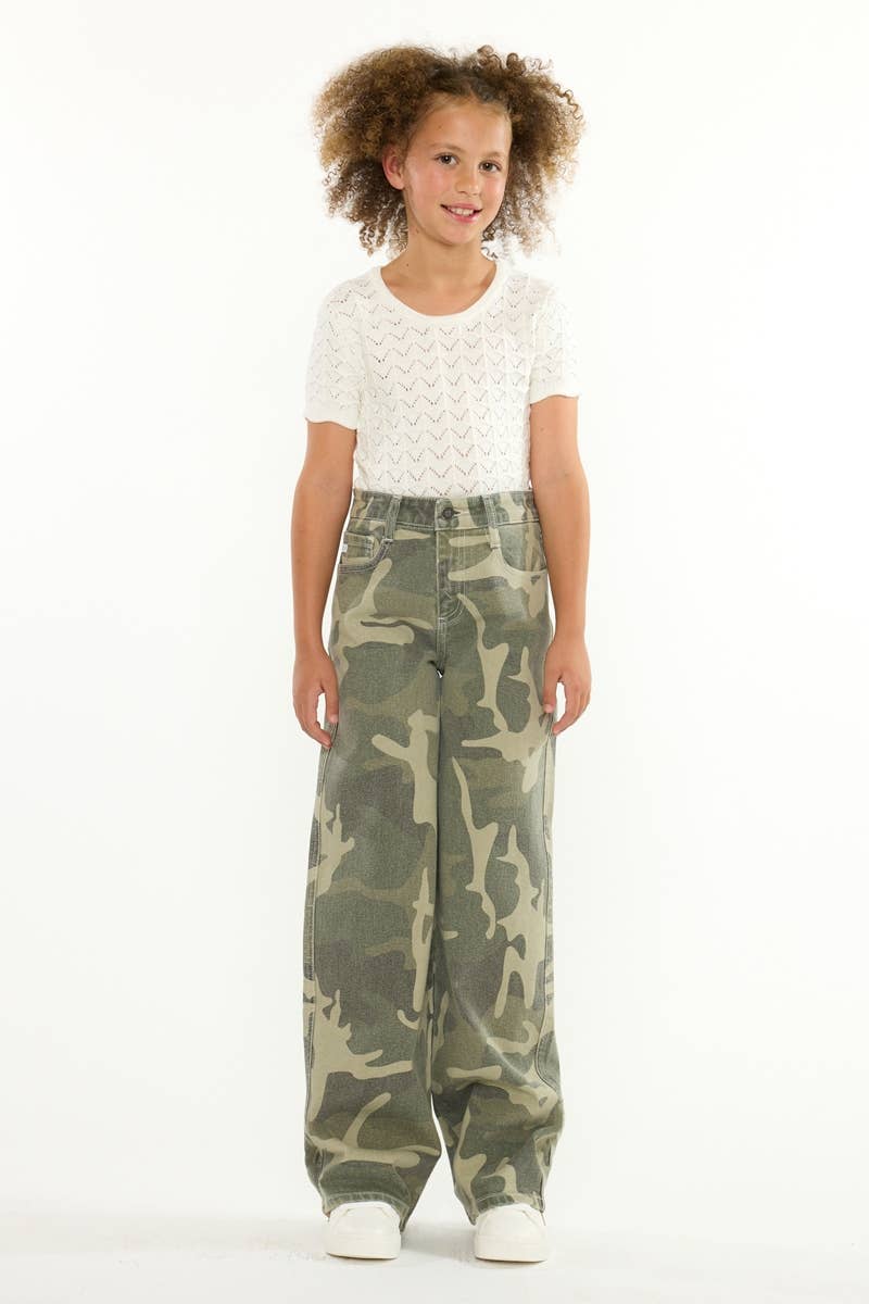 Youth High Rise Camo Wide Leg