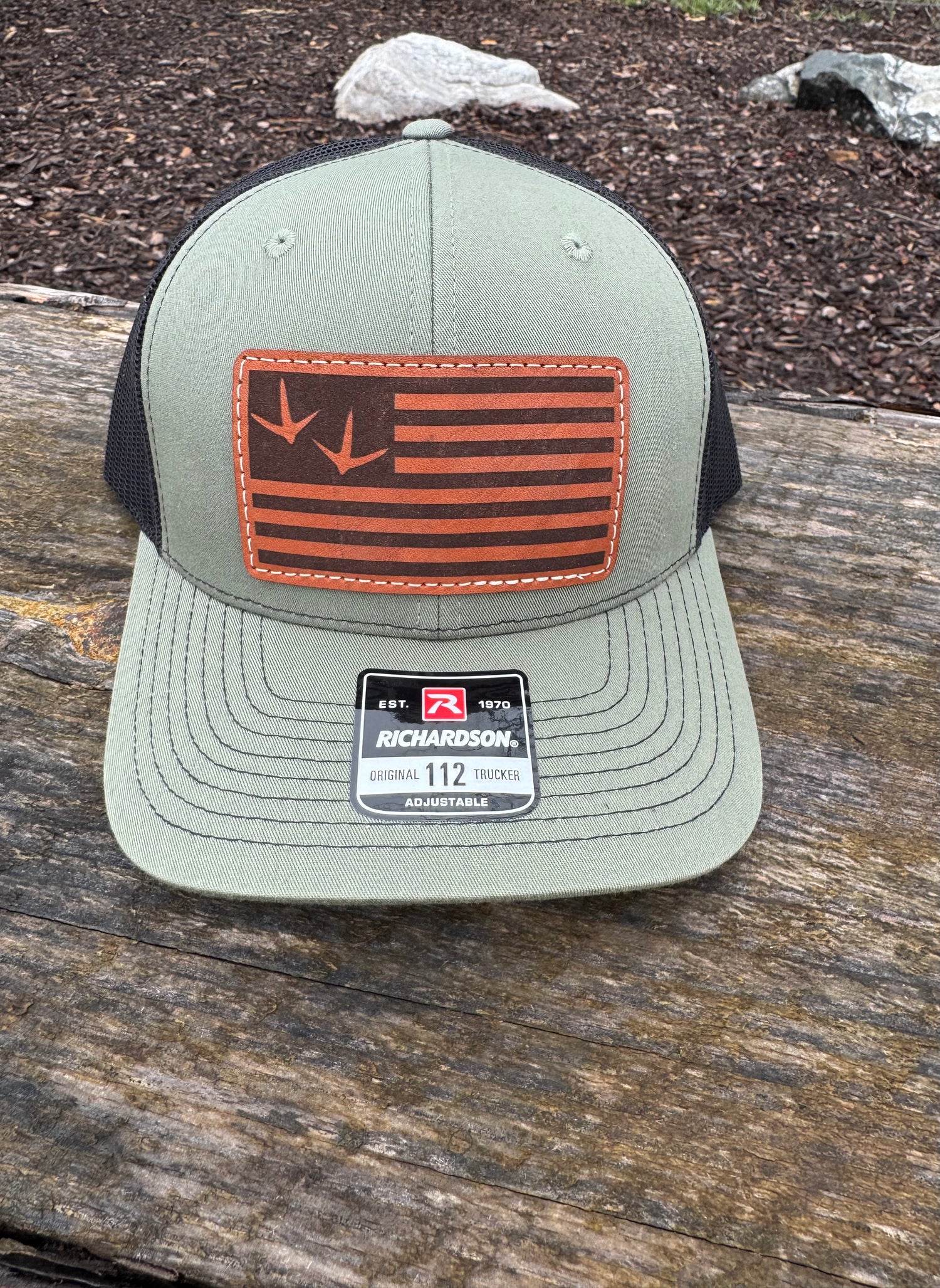 Turkey Feet Flag Leather Patch Hat