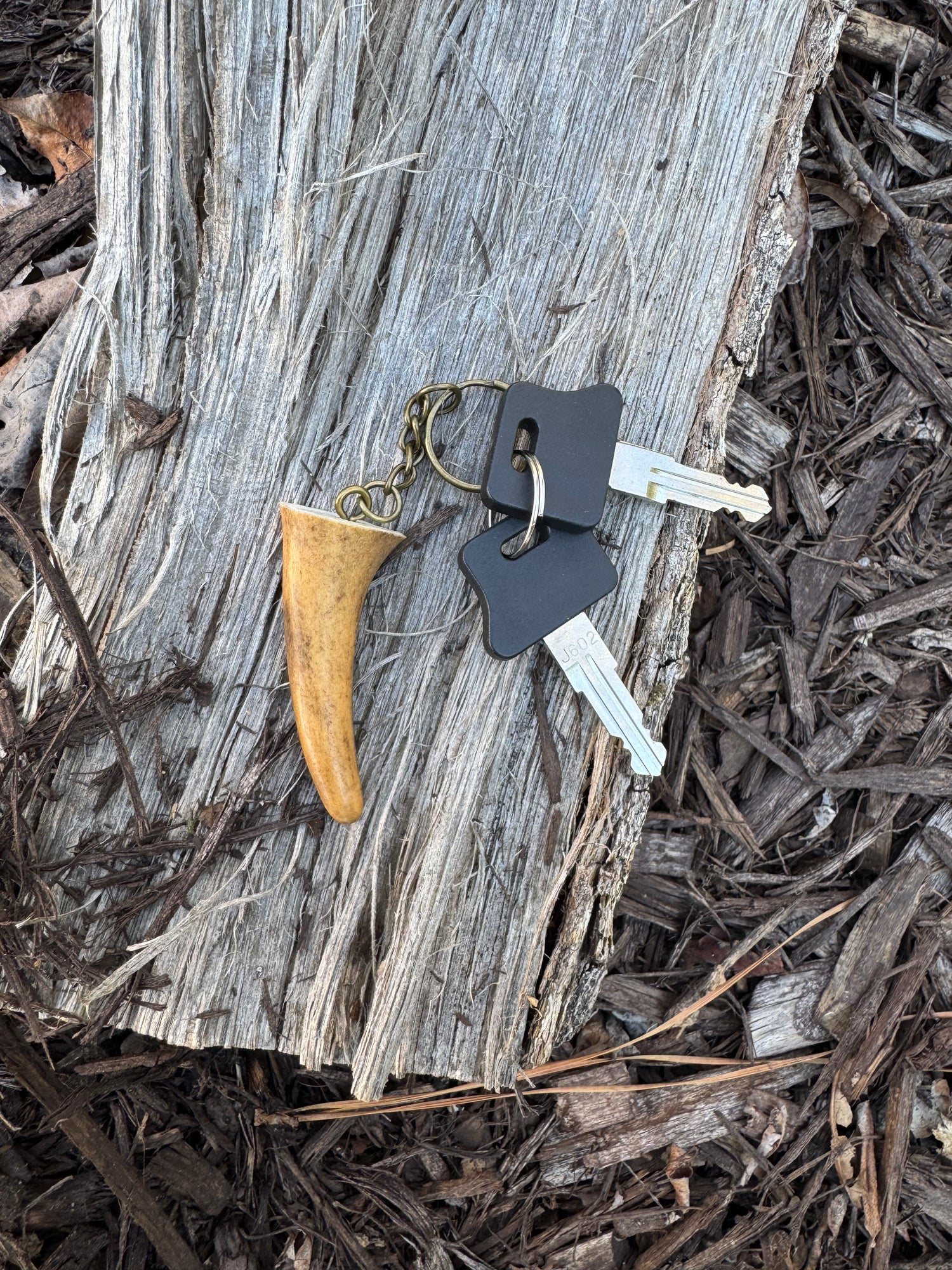 Deer Antler Tine Keychain Keyring