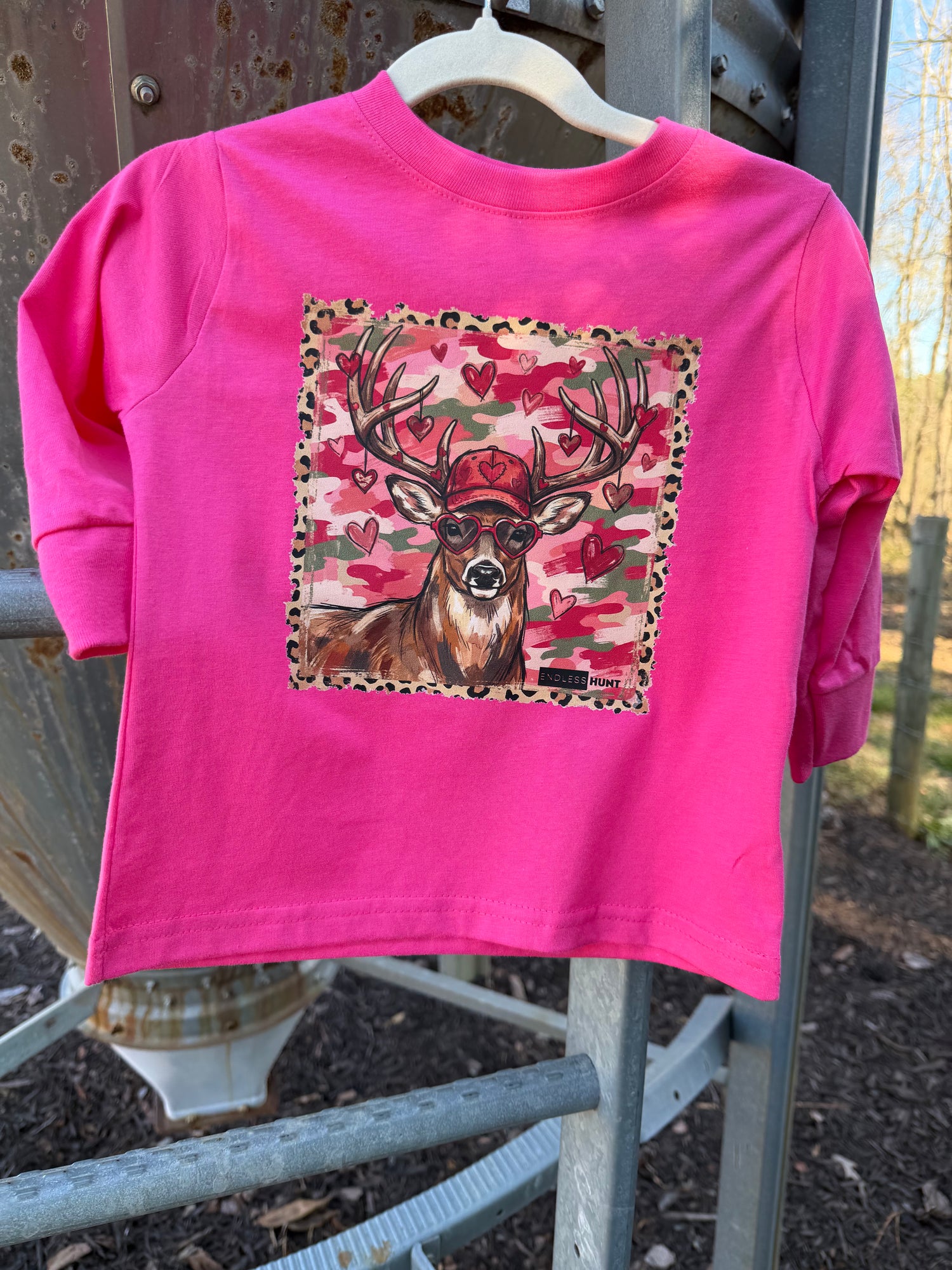 Hot Pink Youth Antler Crush Crew