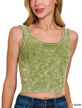Washed Ribbed Crop Tank