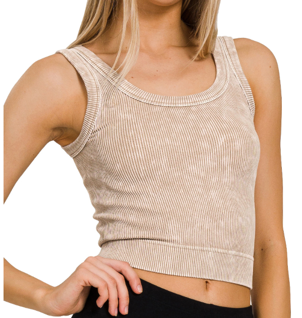 Washed Ribbed Crop Tank