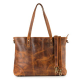Women's Leather Tote Bag - Rustic Tan