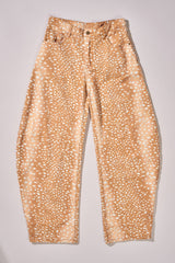 Bambi Deer Print Wide Leg Denim Pants