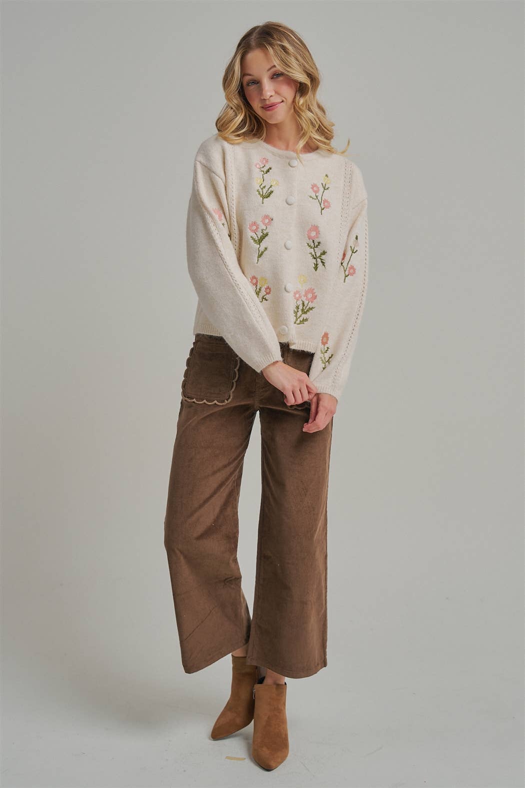 CORDUROY WIDE LEG PANTS