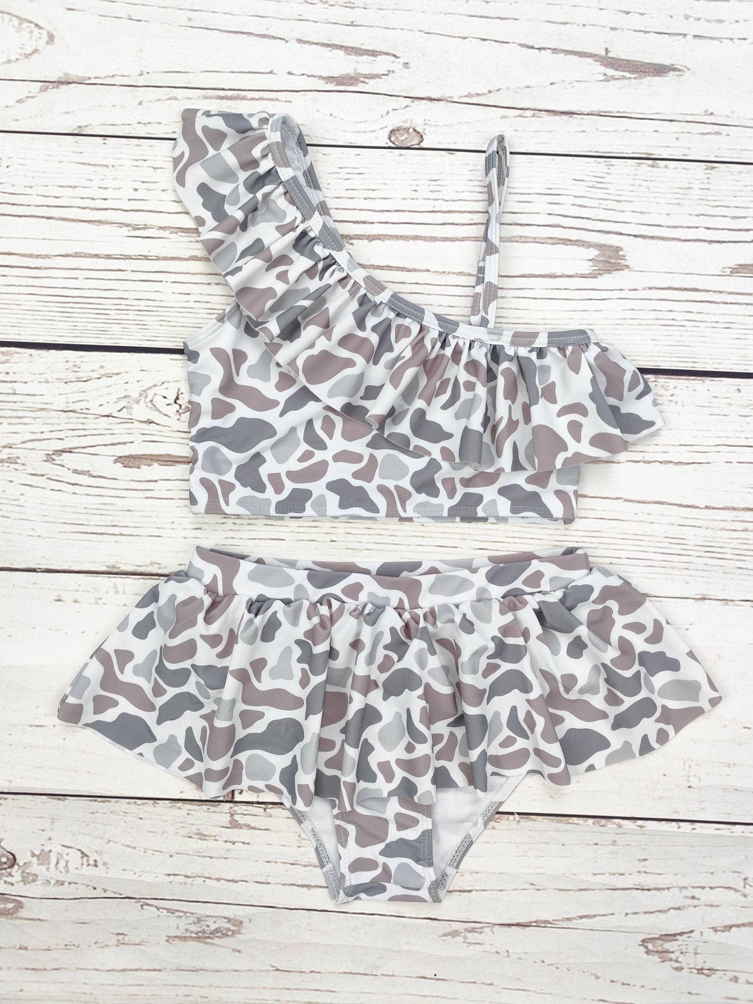 Camo Two Piece Ruffle Swimsuit