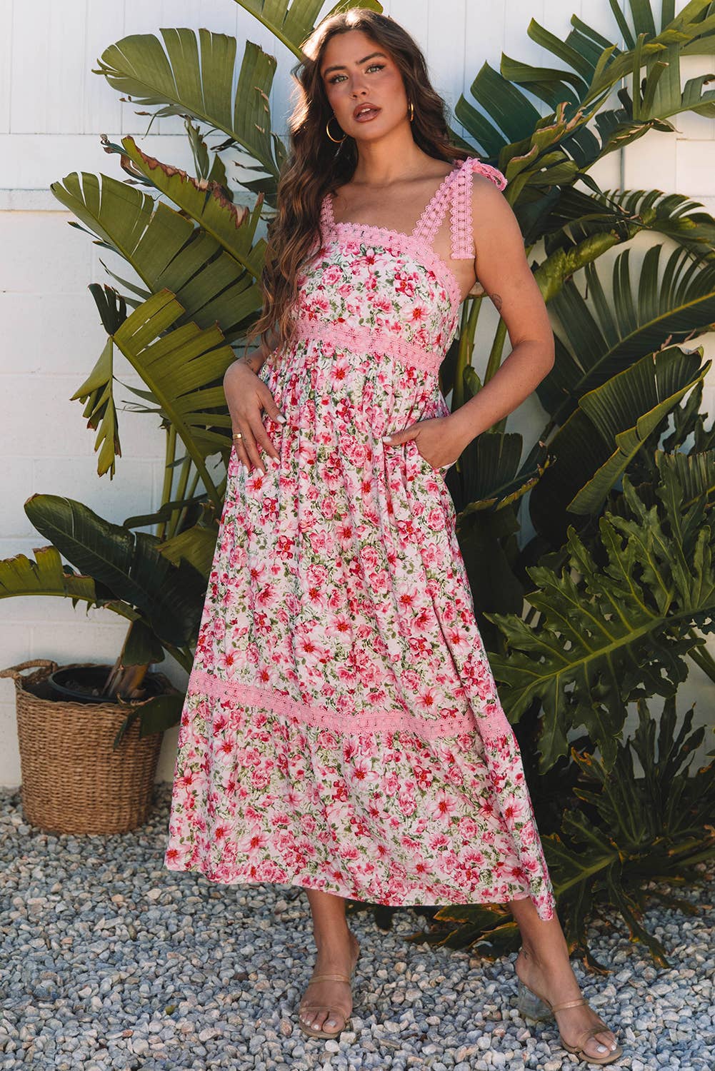 Pink Floral Maxi Dress