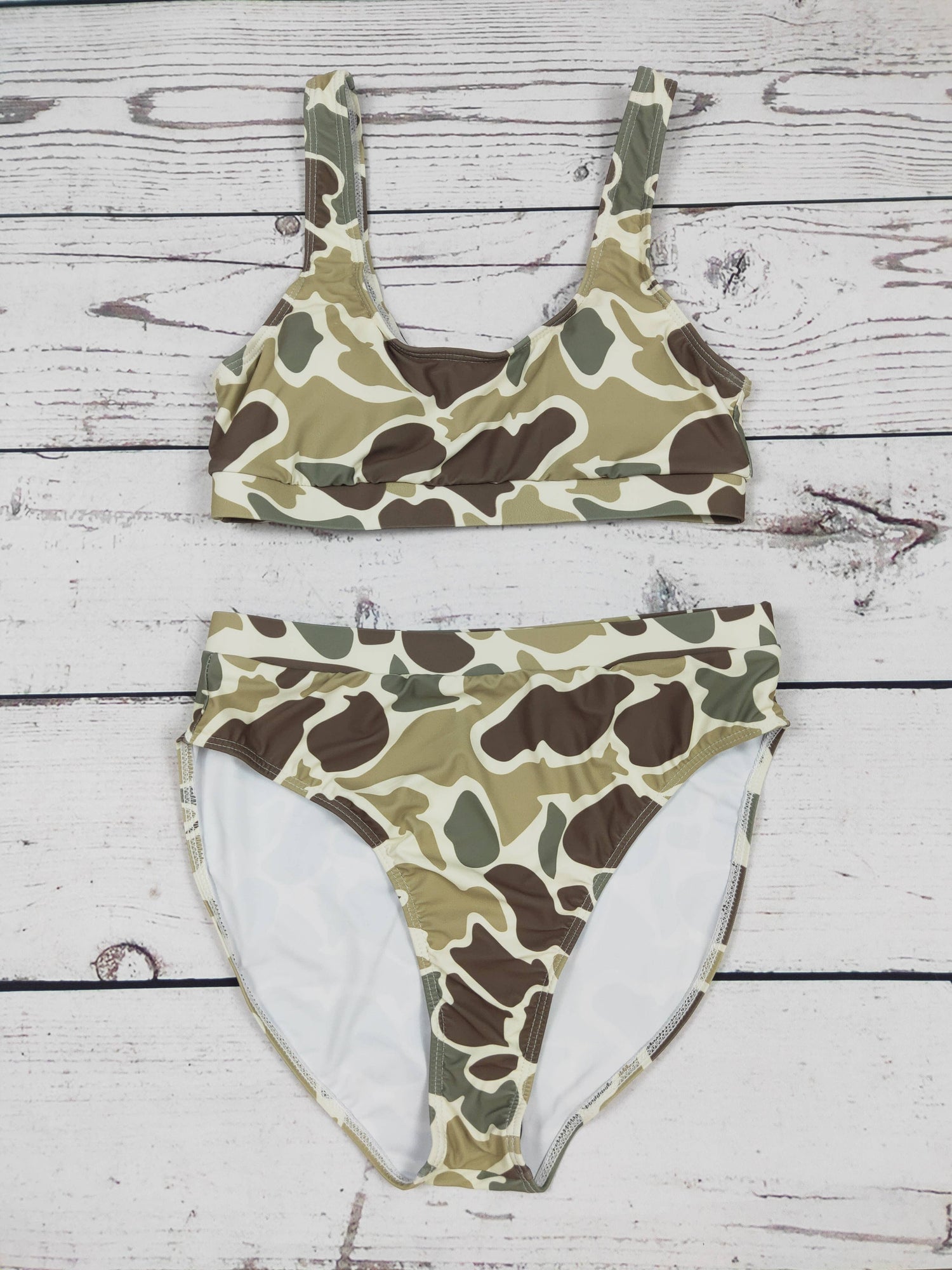 Vintage Camo Two Piece Swim Set