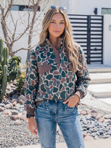 Camo Quilted Snap-Button Pullover